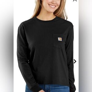 Women’s Carhartt Long Sleeve Pocket T-Shirt – XL (Loose Fit)- Black